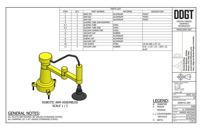 3Ds Max 1058 Robotic Arm PDF Drawing Set