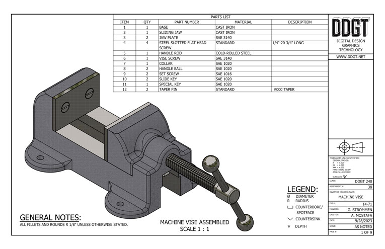 3Ds Max 14-71 Machine Vise PDF Drawing Set