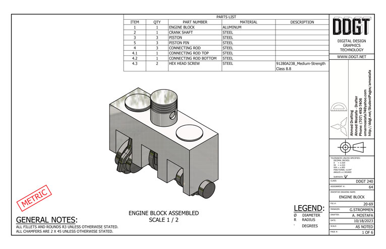 3Ds Max 20-69 Engine Block PDF Drawing Set
