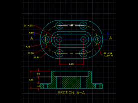 AutoCad 9-35 Shaft Base Detialed view