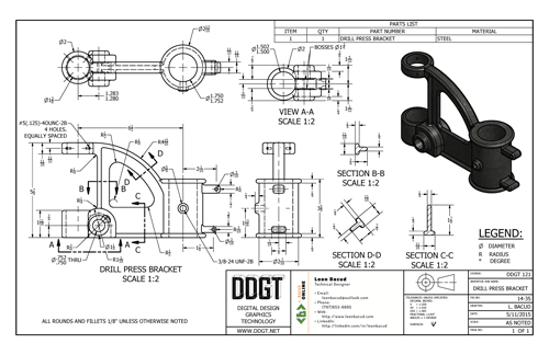 Preview image of a Drill Press Bracket drawing