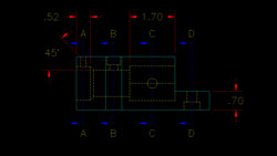 AutoCAD drawing of casing front view