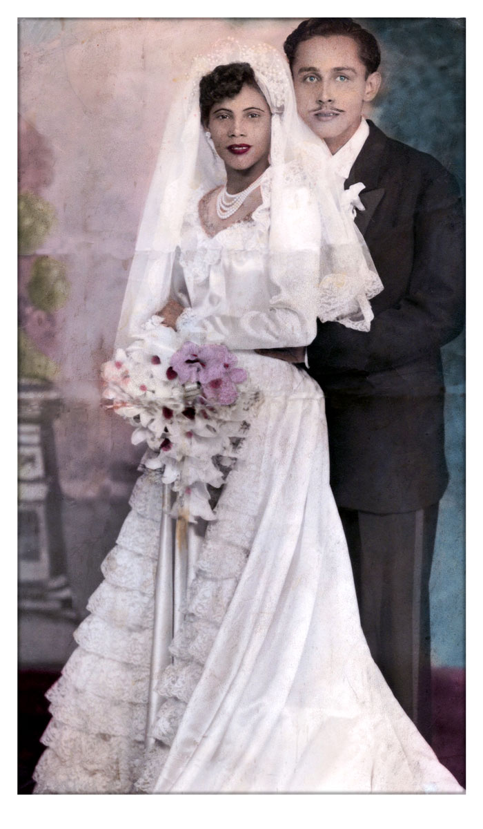 Image of a wedding photo I fixed using Photoshop