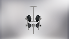 End view of complete trolley project completed in AutoCAD - Rendered image.