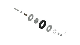 3D Exploded View of wheel assembly.
