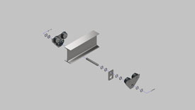 Exploded Inventor view of trolley assembly.