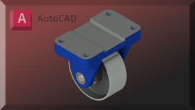 An image of the caster as assembled. Model and rendering done in AutoCAD.