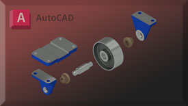 An exploded view of the caster assembly. Model and rendering done in AutoCAD.