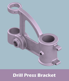 An image for the purpose of featuring the drill press bracket project. Features an image of a drill press bracket. Selecting the link will redirect the viewer to the drill press bracket page.