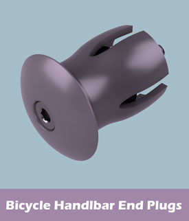 An image for the purpose of featuring the bicycle handbar end plug project. Features an image of a handlebar end plug. Selecting the link will redirect the viewer to the project's page.