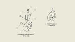 exploded diagram of caster assembly, sheet view.