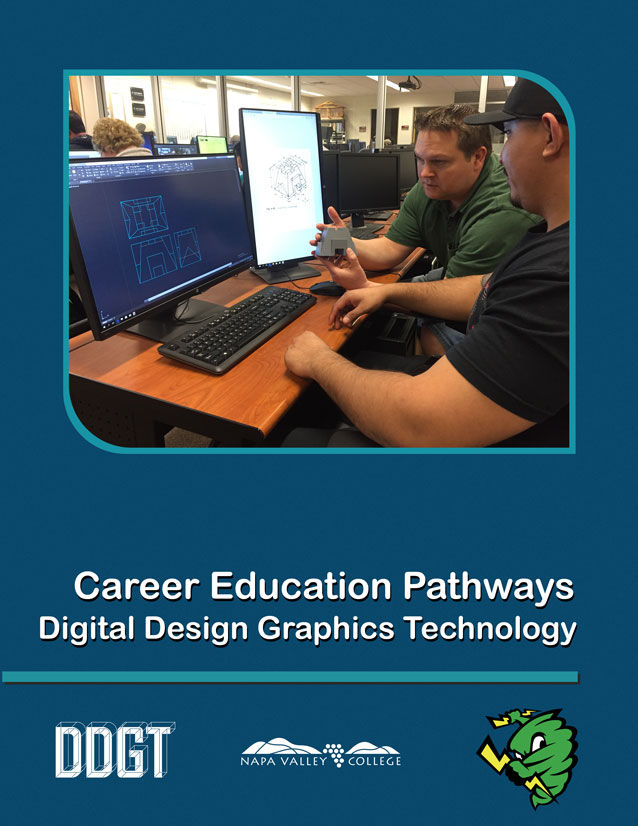 a poster for Napa Valley College's &ldquo Career Education Pathways - Digitial Design graphivs technology &rdquo.