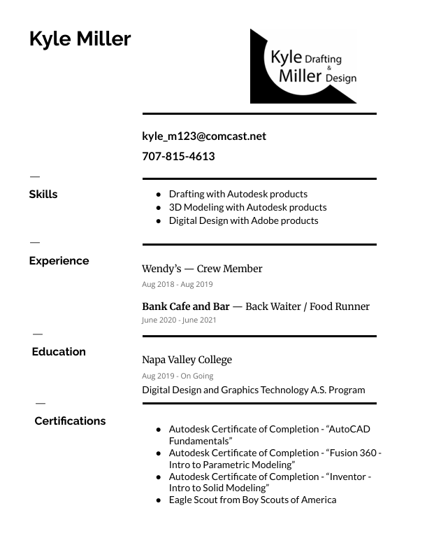 Kyle Miller's resume